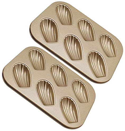Joskeijky Confezione da 2 stampi per torta a forma di Madeleine, utensili da cucina antiaderenti robusti in conchiglia Madeline per cottura al forno ()