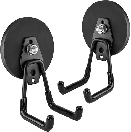 POPPSTAR 2 Garagenhaken magnetisch (rund Ø 88 mm, Zugkraft 42 kg, Höhe 80 mm), Farbe: schwarz