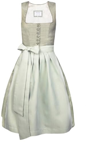 Edelnice Traditionellt mode, midi, Dirndl Ina, ljusgrön, monokromt utseende med knappslå inkl. Dirndlförkläde, stl. 32–54, Salvia, 46
