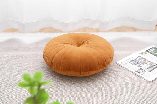 MolynnChic Cuscino da pavimento per meditazione, rotondo, grande, per adulti, in velluto, spesso, per yoga, soggiorno, balcone, esterni, tatami, 45,7 cm (caramello)