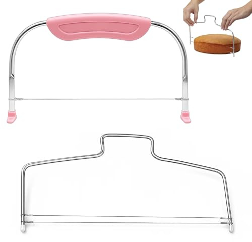 Tortenschneider, Tortenbodenschneider, Tortenmesser Zum Schneiden, Kuchenschneider, Torten Schinken, 2-Teiliges Set Mit Rosa Und Doppelschnur-Ausführung