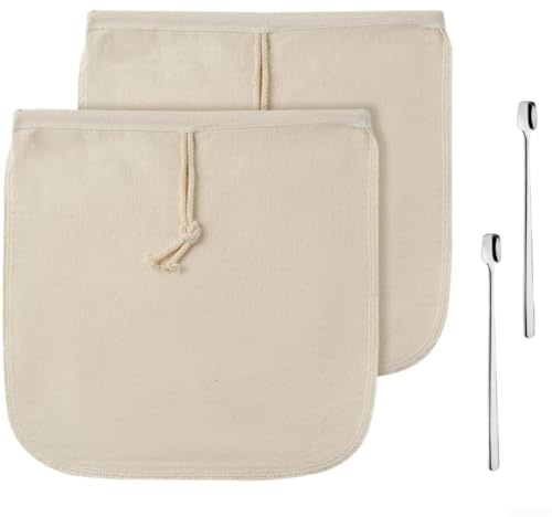 Drivstraw Organic Cotton Cold Brew Coffee Bags 2 Pack Reusable Filters With Drawstring Closure, Designed For Smooth, Grit Coffee Brewing In Various Containers