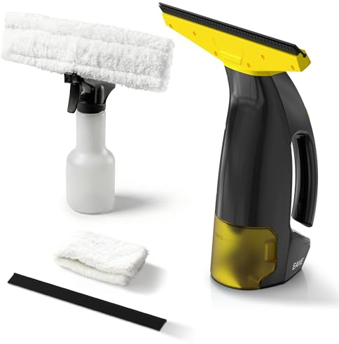 EAVE Window Vac Set - Handheld Window Vacuum with 45min Operating Time, Electric Window Cleaner with 200ml Water Tank & 2 Microfibre Cloths & 2 Blades, for Cleaning Window Condensation, WC03(YL)