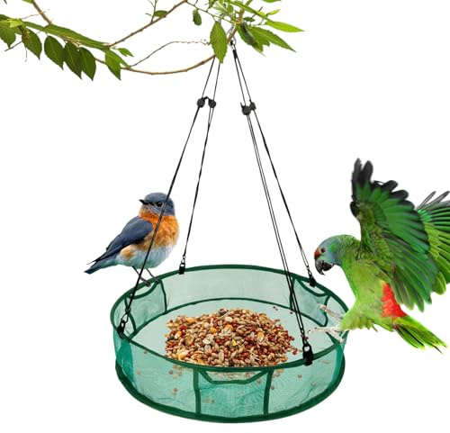 Mimoqk Distributeurs De Nourriture pour Oiseaux Extérieur - avec 3 Poches Alimentation Grande Capacité | Station de Nourrissage Suspendue pour Extérieur | pour Mésange Pinson Jardin Terrasse Balcon