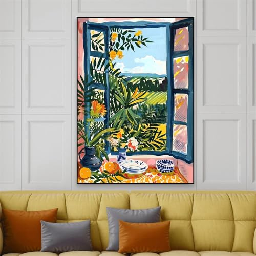 Öppet fönster Henri Matisse Poster Henri Medelhavet Apelsinträd Kustutsikt Canvastavla Heminredning (70x100cm/Utan ram)