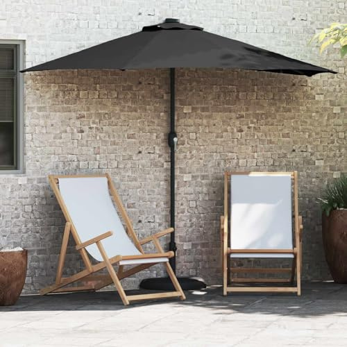 Mokuyary Parasol de Jardin Noir 294 x 150 x 224 cm Polyester et Acier, Parasol de Extérieur pour Terrasse, Piscine, Plage, Restaurants, Balcon