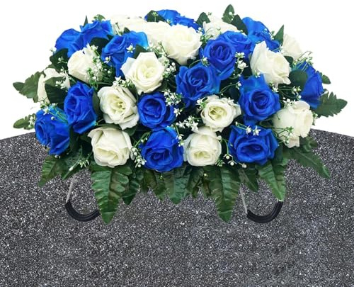 a sella per cimitero – di seta, rose artificiali in seta per decorazione tomba | disposizione commemorativa per cimitero luogo di sepoltura ricordo