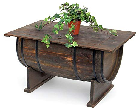 DanDiBo 5084-H - Tavolino da salotto vintage a mezza botte di vino, in legno, 80 cm
