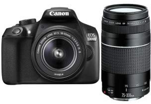 Canon EOS 1300D DSLR Camera with EF-S18-55 IS II F3.5-5.6 Lens and Canon EF 75-300mm f/4.0-5.6 III Lens (Renewed)
