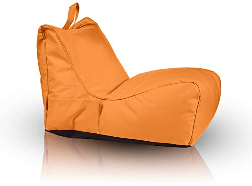 Ecopuf - Pouf Sessel Outdoor Chaise Longue - Sitzsack mit Staufach und Griff - Robuster Stoffsack - Entspannungssessel - Wohnungseinrichtung - Orange Nc9
