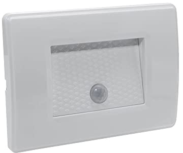 Damastoreitalia Faretto segnapassi da interno lampada da muro Ip20 LED con sensore di movimento 1,3W ad incasso per scatola cassetta 503 scale nero bianco (1,3W - bianco - luce naturale 4000K)