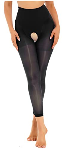 MSemis Collant Donna Semi Opachi Trasparenti Calze Autreggenti con/Senza Cavalla Leggings Sexy Hot per Sesso Stocking Aperto Pantyhose Pantaloni Skinny Babydoll Lingerie Nero A Taglia unica