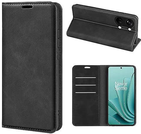 Fertuo Fodral till Oneplus Nord 3 5G, Läderplånbok Flip-fodral Skyddsfodral med [Korthållare] [Magnetisk stängning] [Silikon innerskal] Stötsäkert skal för Oneplus Nord 3 5G smartphone, svart
