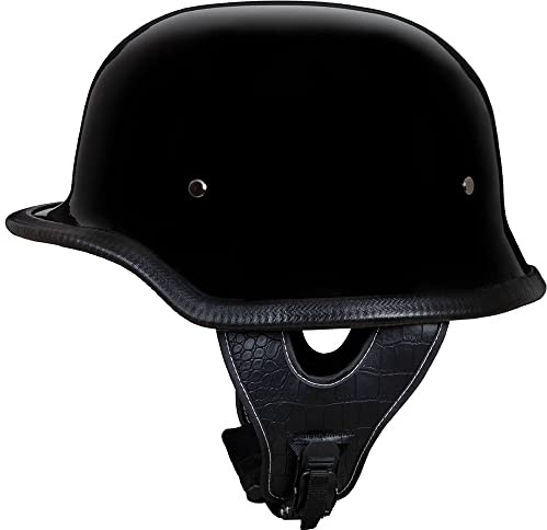 Casco Moto Stile Tedesco, Approvato DOT con Fibbia Sgancio Rapido Regolabile per Uomo e Donna