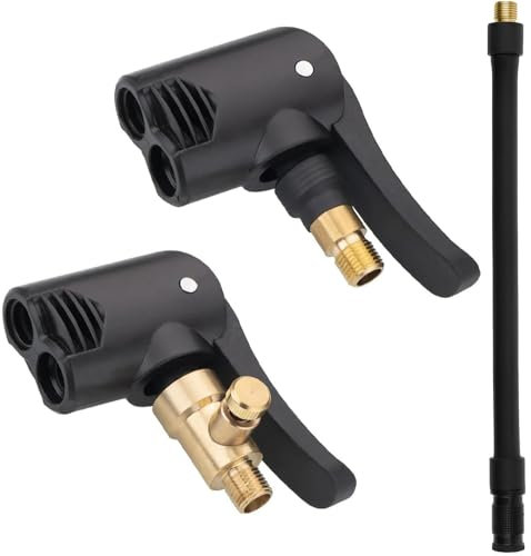 Autoventil Hebelstecker, 2 Stück Reifenfüller Schlauch, Auto Reifen Air Chuck, Messing Reifenfüllnippel mit 16cm Reifenfüller Schlauch für Fahrrad Motorrad Auto LKW Reifenfüller 63,5 x 40 mm Schwarz