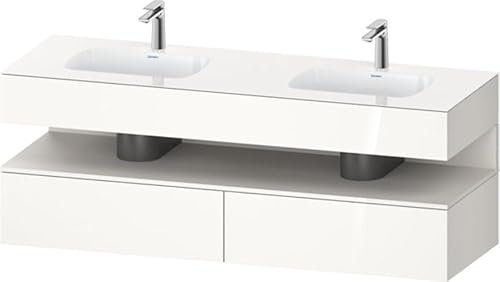 Duravit Qatego Einbauwaschtisch mit Konsolenwaschtischunterbau, 1600x550x600mm, Nische Weiß Supermatt, Doppelwaschtisch, QA4797084220010, Farbe: Weiß