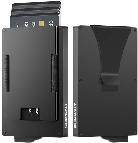 Portafogli Slimwalt per Uomini, Portafoglio a Scomparsa con Porta Carte di Credito Sottile e Blocco RFID, 003, Minimalista