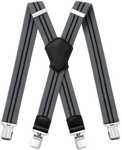 Aonvmdis Mens Braces for Trousers with Very Strong Metal Clips Heavy Duty Style Adjustable Elastic for Overalls Jeans, Work Pants, Jumpsuits