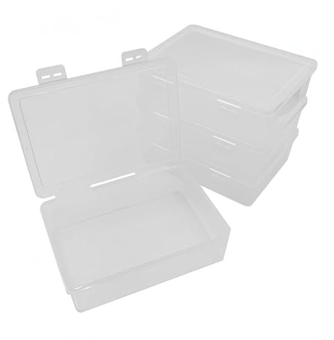 WYAN 4pcs A5 Storage Boxes with Lids, Plastic Box, Stackable Storage Boxes, Really Useful Box, for Home, Office, School to Store Files, Magazines, Jewellery, Small Items, Small Parts