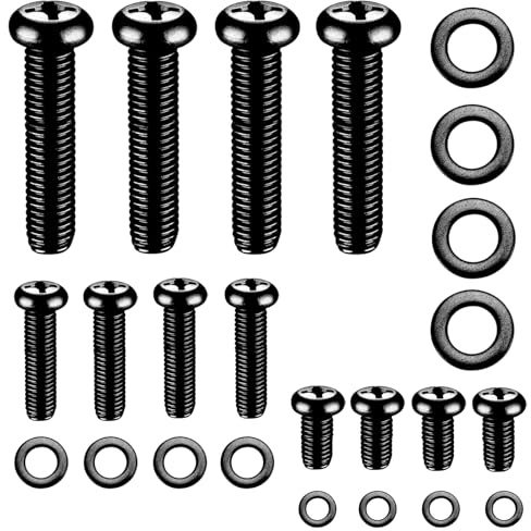 Universal TV Mounting Hardware Kit M4 M6 M8 Stainless Steel Screws Washers for VESA Wall Mount TV and Monitor Bracket Fixing 24Pcs Black