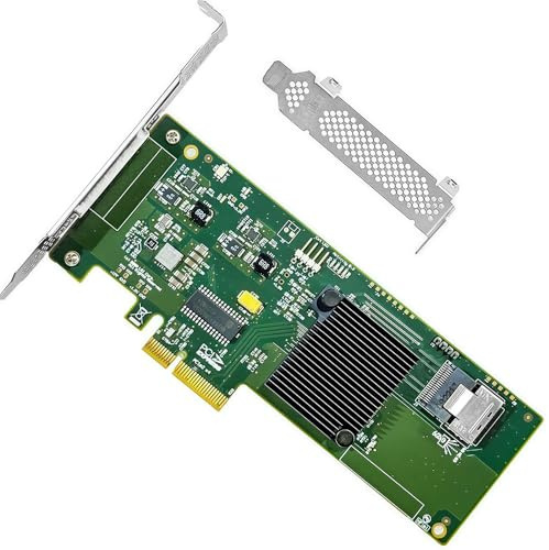 Carte d'extension SAS HBA PCIe SATA compatible avec LSI 9211-4i IT Mode, SAS Expander Support, PCIe 2.0, 1 x SFF-8087 Interne, 4 ports 6 Gbit/s, Pass-Through pour NAS ZFS TrueNAS unRAID
