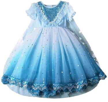TiaoBug aftonklänning flicka, cocktailklänning flicka, scenkostym, prinsessa, tutu klänning, strandklänning, prinsesskostym, balettklänning för Cha Cha, Ljusblå, 98-104