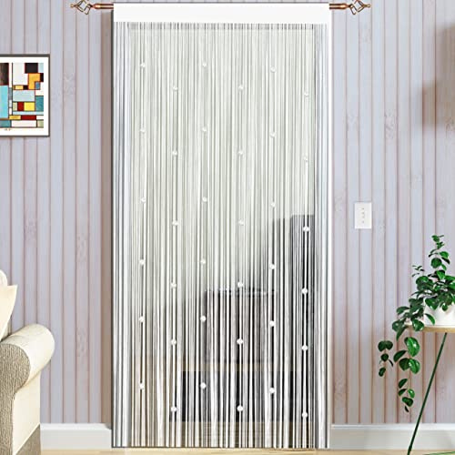Taiyuhomes Bead String Curtains Door Fly Screen Curtain Beaded Curtain For Doorways Window Decorations Room Divider Single Door Curtains Beads (90x245cm) White