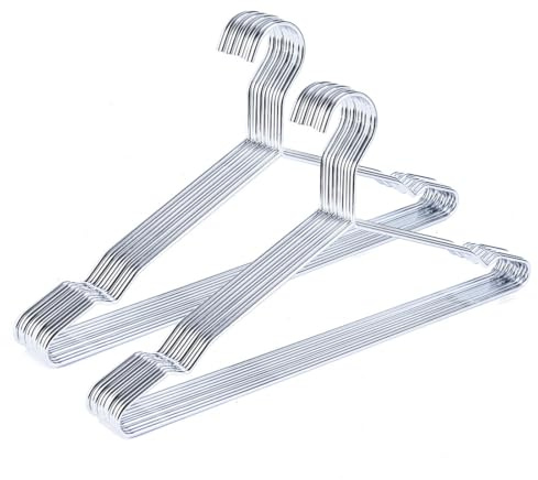 Better to U 17 Inch Metal Clothes Hanger 20 Pack, 4.0mm Heavy Duty Shirt Blouse Hanger for Coat Suit Bridal Boutique, Space Saving Slim Wire Hanger for Camisole Trousers Wedding Dress（Sliver）
