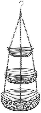 Lipeed Corbeille à fruits à suspendre avec 3 étages, panier de rangement en métal pour fruits, légumes et plantes