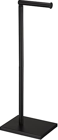 Free Standing Bathroom Toilet Paper Holder Stand with Reserve, Stainless Steel Pedestal Tissue Roll Holder, Black DECLUTTR