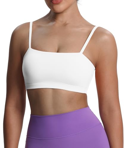 Aoxjox Women's Bandeau Sports Bra (White, Medium)