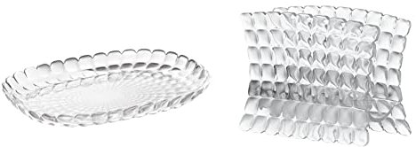 Guzzini Vassoio a Servire Piccolo Tiffany, Trasparente, 32 x 22.5 x h3 cm & Tiffany Portatovaglioli, SMMA, 15.2 x 7.6 x h11 cm