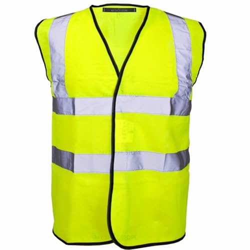 MyShoeStore Hi Viz High Vis Visibility Vests 2 Band Reflective Security Work Contractor Safety Vest Waistcoat Jacket Top Size S-4XL