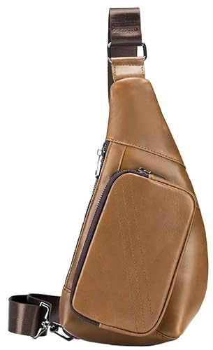 MANNUOSI Bolsos de Hombro para Hombre Negocios de Ocio Crossbody Bolsa de Viaje de Trabajo pequeño Bolso Marrón