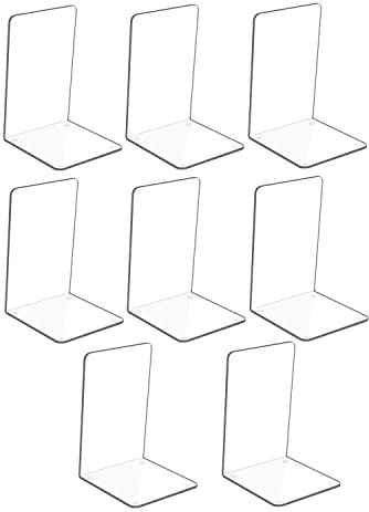 Buchstütze, Hiziwimi 8PCS Transparente Acryl Buchstützen mit rutschfesten Aufklebern, 4 Paare Bücherstütze für Schlafzimmer, Bibliothek, Büro, Schule und Schreibtisch-Organizer, Dekoration, Geschenk