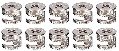 QUARKZMAN 15mm Mobili Camme Blocco x 11pz Mobili Camme Blocco Dado Connettori Raccordi per Cassetto Cassettone Mobili, [Argento Tono]