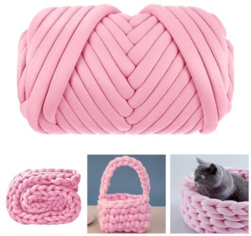 MeYuxg Chunky Yarn Rosa, 25M Chunky Wolle Superweicher Waschbarer, Stricken & Selbermachen Armstricken Wolle für Dicke Wolle zum Stricken, Handstrickgarn, Grobstrick (500g)