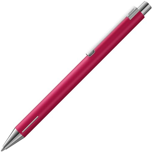Lamy econ raspberry matt Kugelschreiber - funktionaler Kuli mit Gehäuse aus Edelstahl - mit markantem gebogenen Clip & innovativer Griffzone - inkl. Großraummine M 16 in Strichbreite M in schwarz