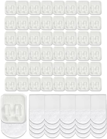 48clips+55strips Medium Outdoor String Lights Clips, Robust Easy to Use & Remove, Waterproof Adhesive Strips for Hanging Holiday lights, Twinkle lights, String lights, Cord Holders Rope Organize