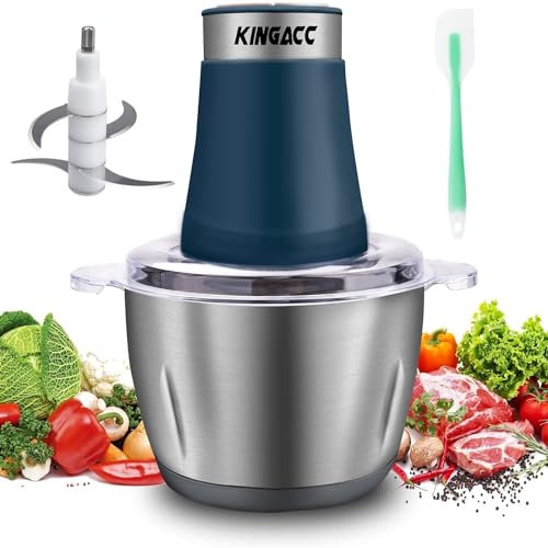 Becontrip Hachoir Électrique, 300W Mixeur Hachoir 2L avec Moteur en Cuivre & Bols Acier Inox, 4 Lames Amovibles, 2 Vitesses Réglables food processor pour Viande/Légumes/Fruits/Cuisine