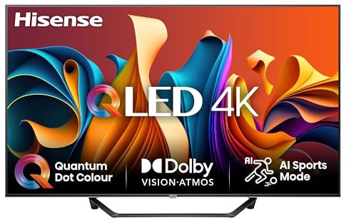Hisense TV 55 QLED 4K 55A72NQ, Smart TV VIDAA U7, Dolby Vision, HDR 10+, Game Mode Plus, Dolby Atmos, Alexa Built-in, VIDAA Voice, Tuner DVB-T2/S2 HEVC 10, lativù 4K