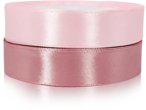 Pink Satin Ribbon 20mm for Crafting, Gift Wrapping, Hair, Wedding, Car, Balloon, Cake Decoration - 2 Rolls 22M