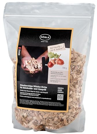 RÖSLE Fichas de Incienso de Roble para Whisky, 750 g, para ahumadores, barbacoas de carbón y Gas, Madera Natural, Color marrón
