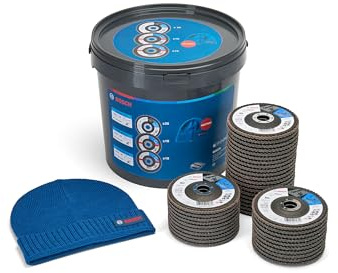Bosch Lot de 40 disques à lamelles X551 Expert for Metal + Beanie Set (pour métal, acier, fonte, Ø 125 mm, grain 40/60/80, M14, accessoires professionnels pour meuleuse d'angle)