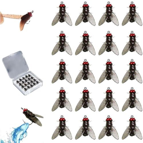 Bionischer Köder zum Fliegenfischen,Bionic Fly Fishing Bait,Bionischer Fliegenfischer-Köder,Fliegenhaken Weichköder,Fisch-Lockstoff hinzufügen Angelgerät,Angelköder für Forelle Zander & Barsch (15mm)