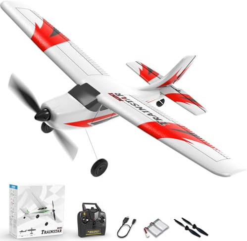 volantexrc Aereo RC Trainstar Mini, 3 Canali 2.4GHz con Giroscopio 6 Assi - Modello RTF Pronto a Volare, Aliante Elettrico per Principianti Adulti