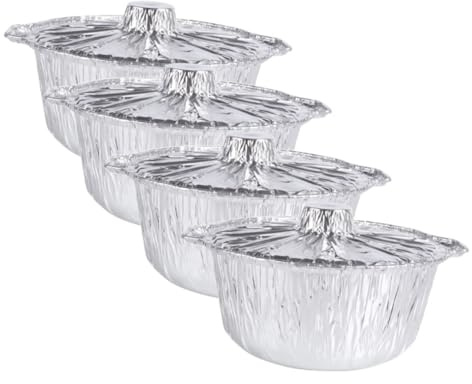 CIYODO Para 4 Bandejas De Aluminio 3000ml Desechables Para Barbacoa y Camping