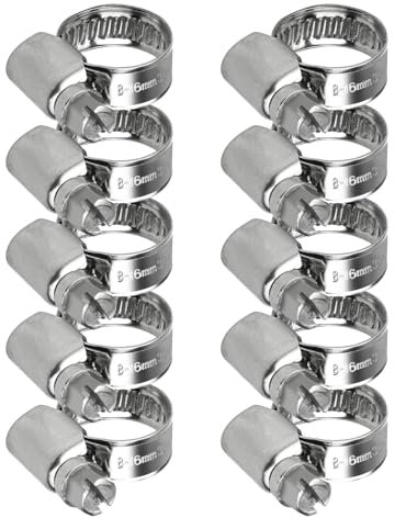 10 Pcs 8-16mm Hose Clips Adjustable, Stainless Steel Jubilee Clips for Securing Hose Connections Home Gas Pipe Flexible Hoses Pipe Tube