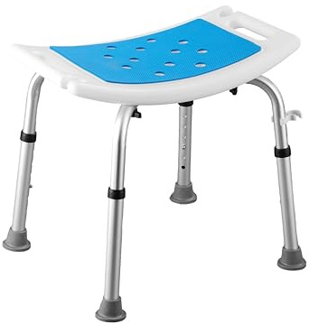 VED Adjustable Non-Slip Shower Stool – Lightweight Rust-Free Aluminium Bath Chair for Elderly, Disabled, Pregnancy, Post Surgery, 14.96 to 20.07 inch (38 to 51 cm)