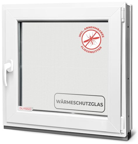 Finestra per cantina, 50 x 60 cm, 2 vetri – tutte le dimensioni finestre in plastica 60 mm, profilo a destra (L x P x A): 500 x 600 mm, perfetto per finestre da giardino, finestre del garage, cantina